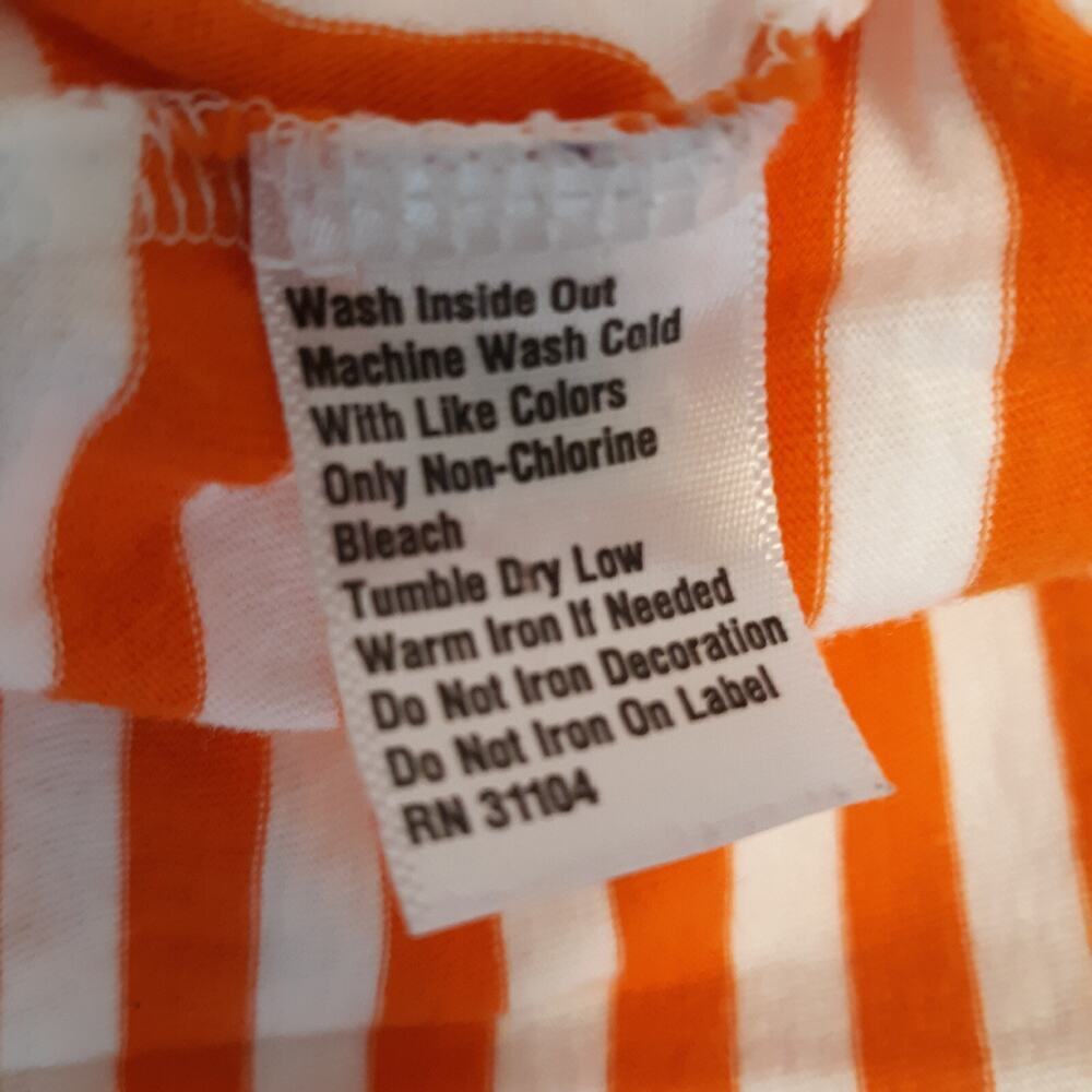 J. Khaki Orange White Striped Dress Giraffe Applique Size 2T Long Sleeve Knit - Picture 5 of 6